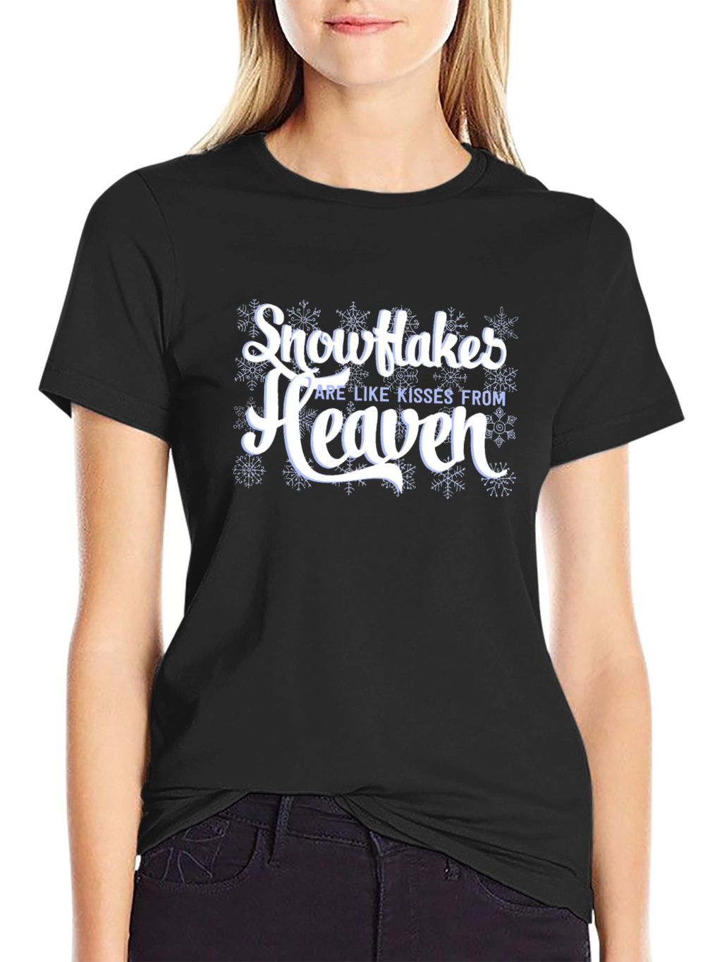 Snowflakes are Like Kisses From Heaven Black T-Shirt