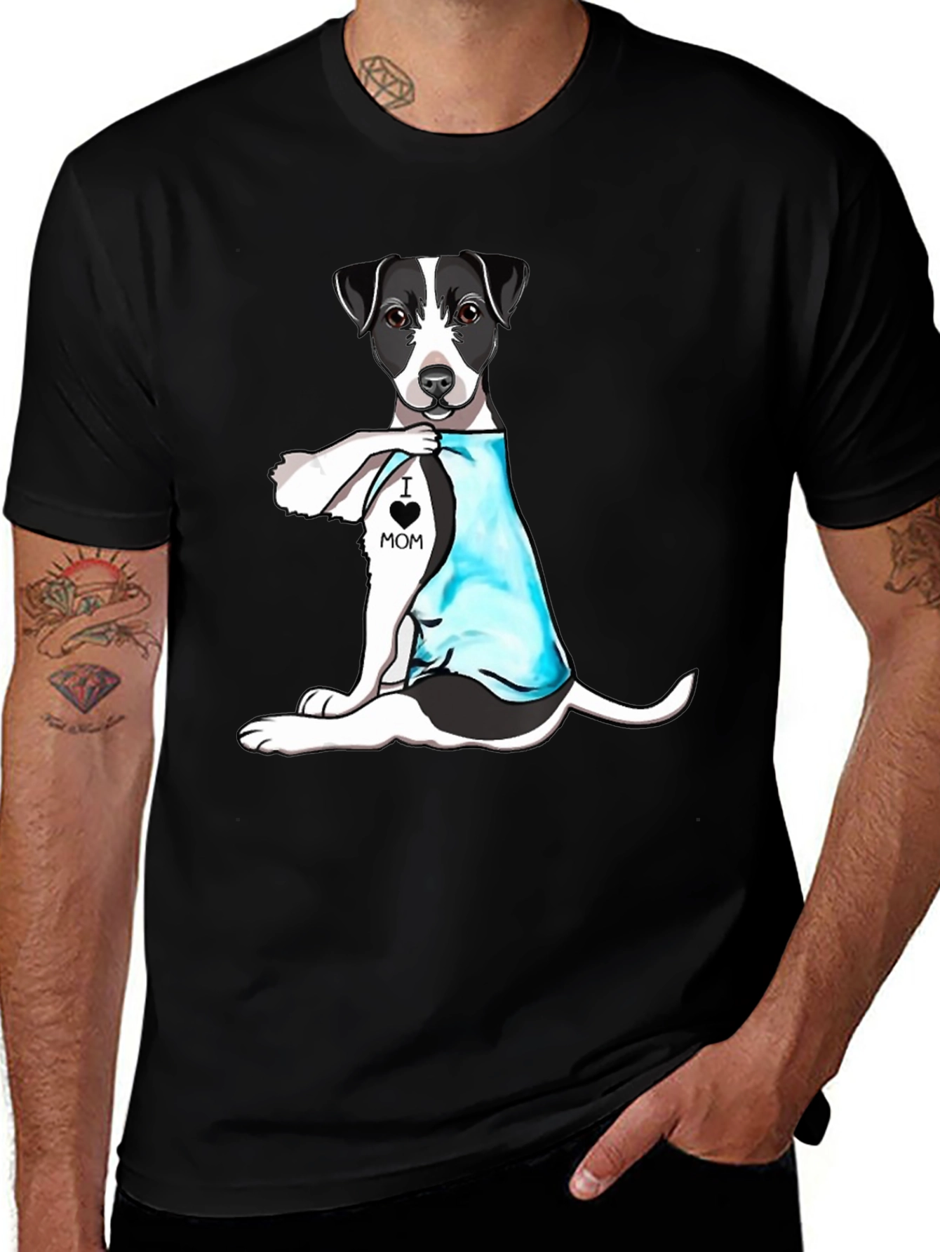 Dog Mom T-Shirt -  I Heart Mom Tattoo Dog Tee