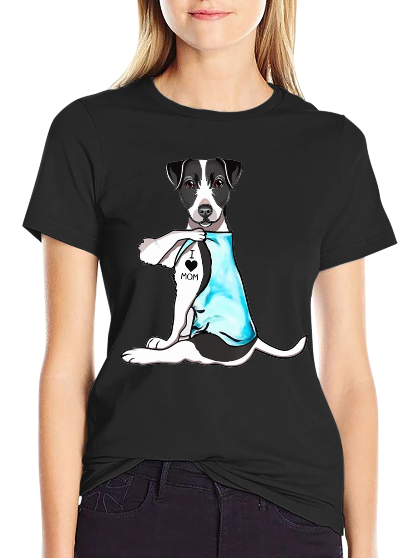 Dog Mom T-Shirt -  I Heart Mom Tattoo Dog Tee