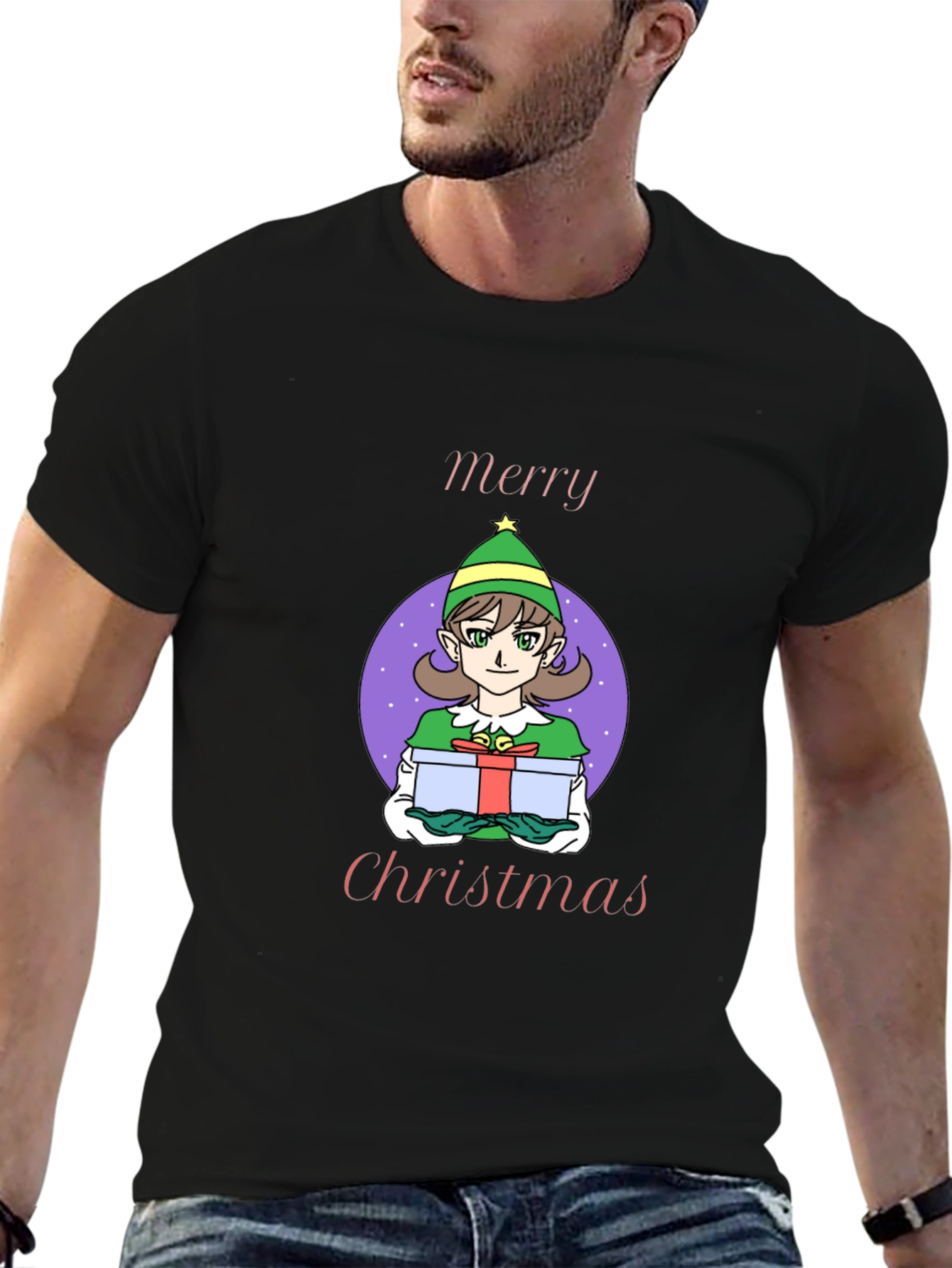 Merry Christmas Elf Girl Graphic T-Shirt