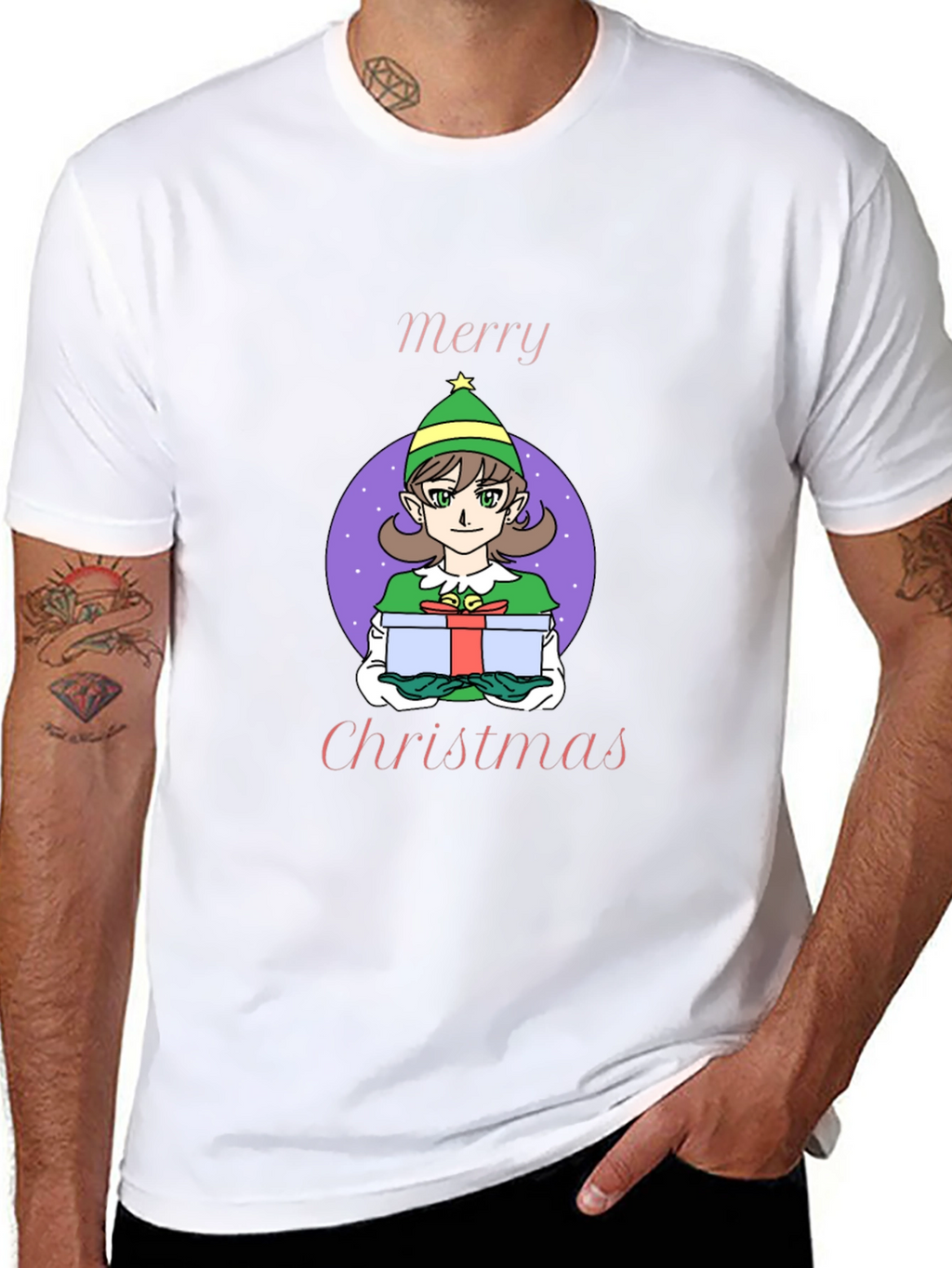 Merry Christmas Elf Girl Graphic T-Shirt