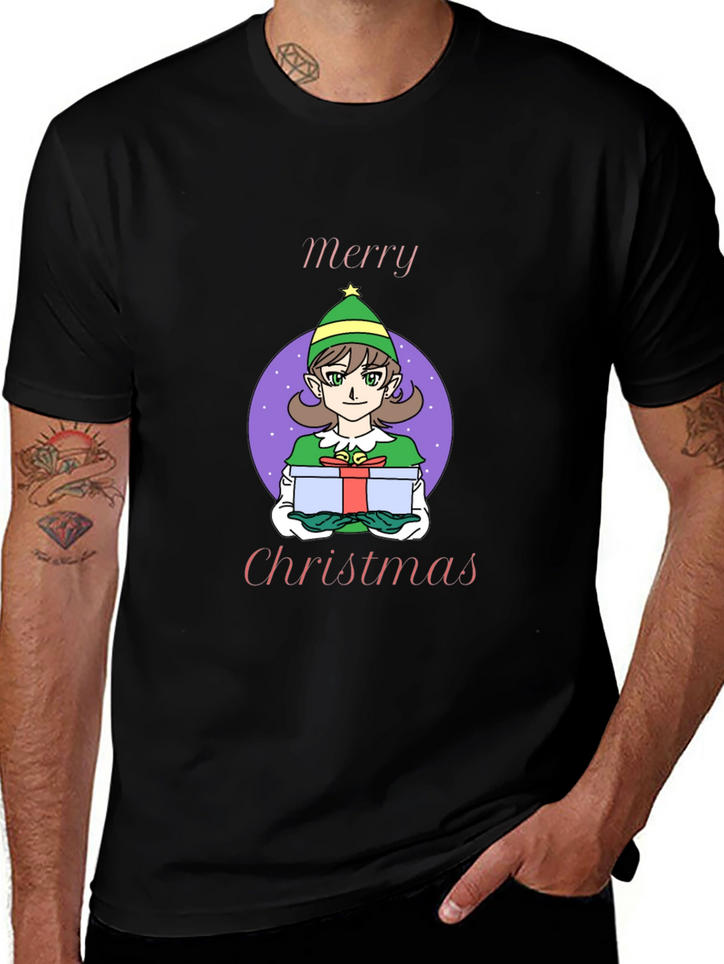 Merry Christmas Elf Girl Graphic T-Shirt