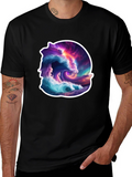 Ocean Wave Art Graphic Black T-Shirt