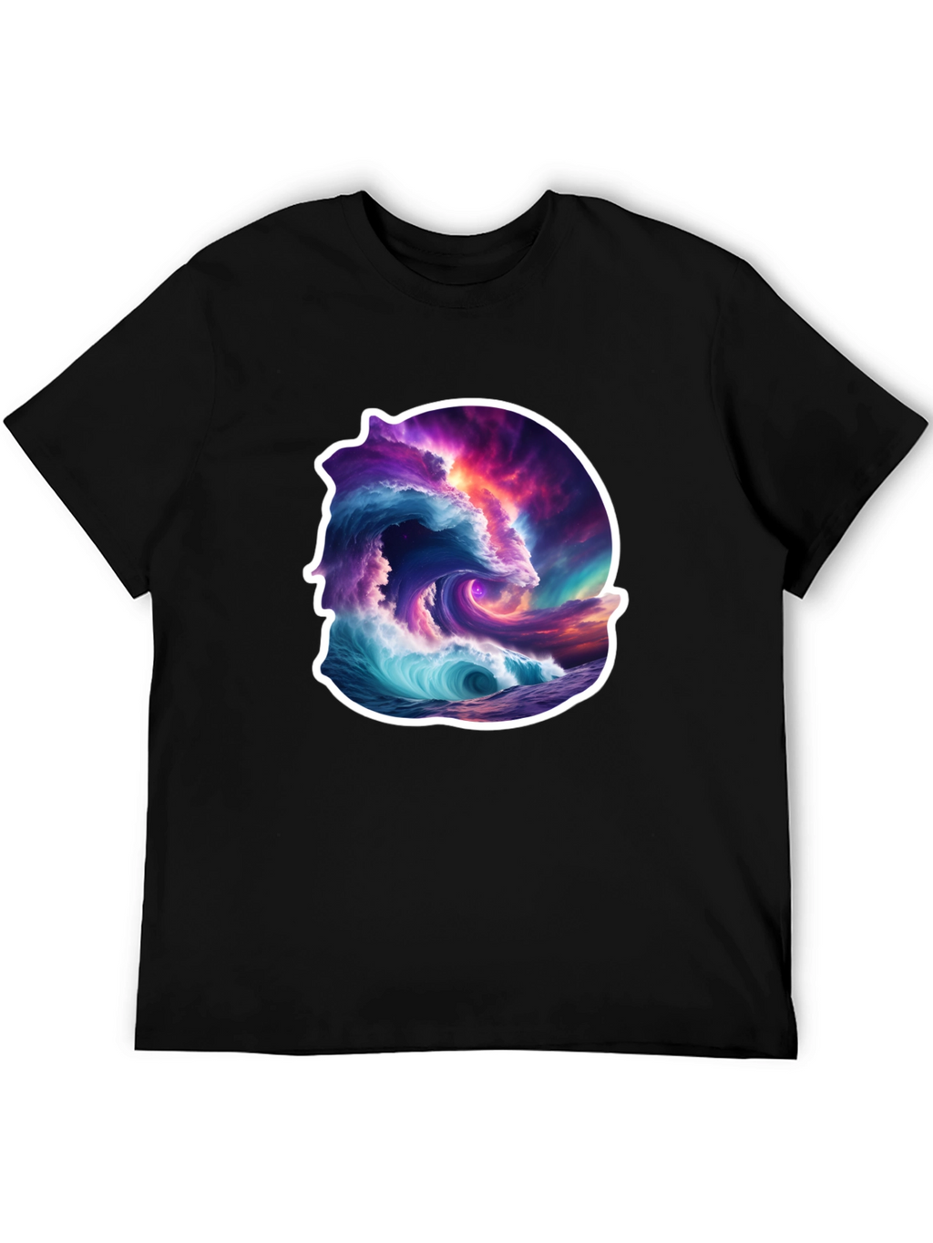 Ocean Wave Art Graphic Black T-Shirt