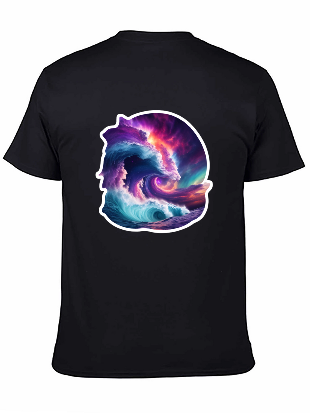 Ocean Wave Art Graphic Black T-Shirt