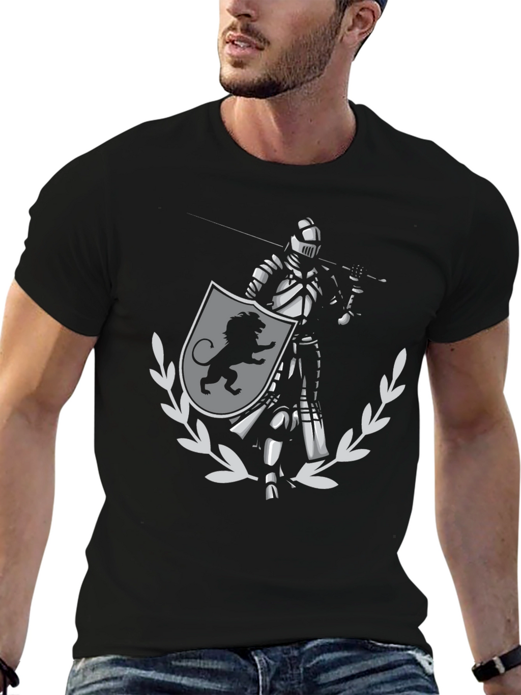 Knight & Lion Shield Graphic T-Shirt