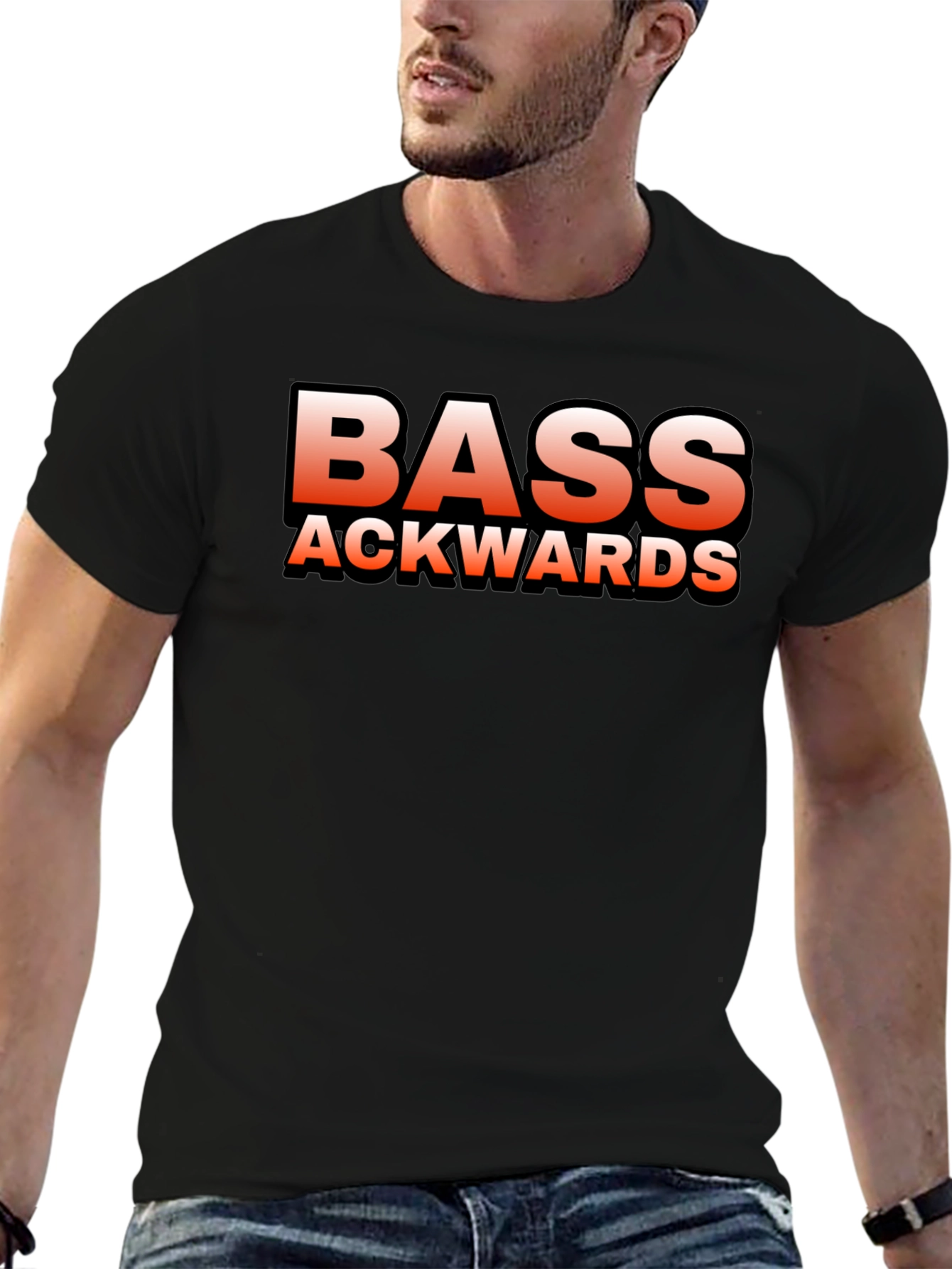 Bass Ackwards Black Graphic T-Shirt