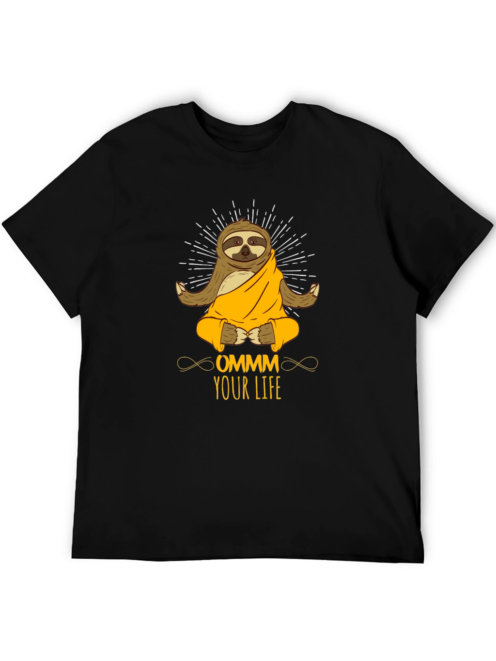 Ommm Your Life Sloth Meditation Black T-Shirt