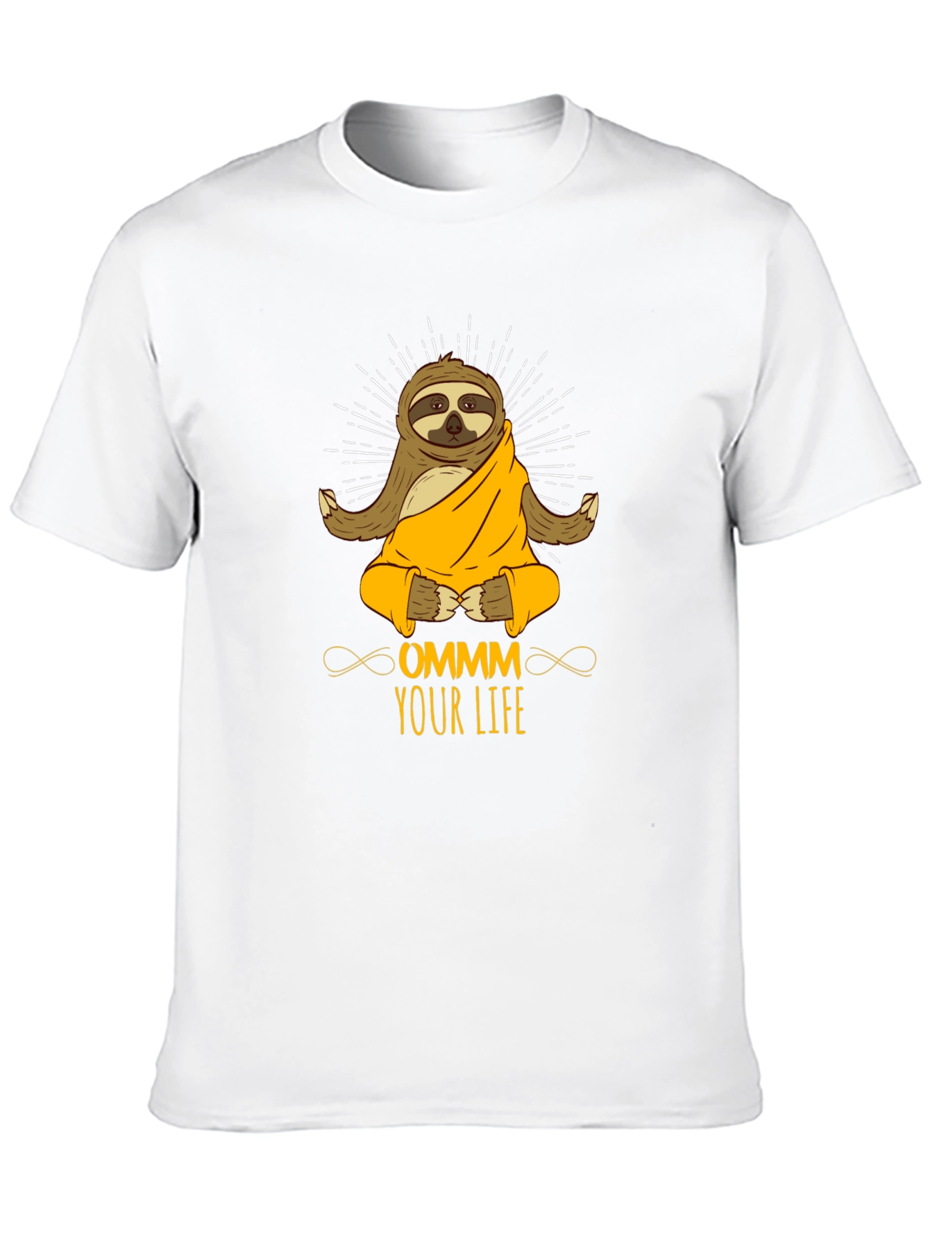 Ommm Your Life Sloth Meditation Black T-Shirt