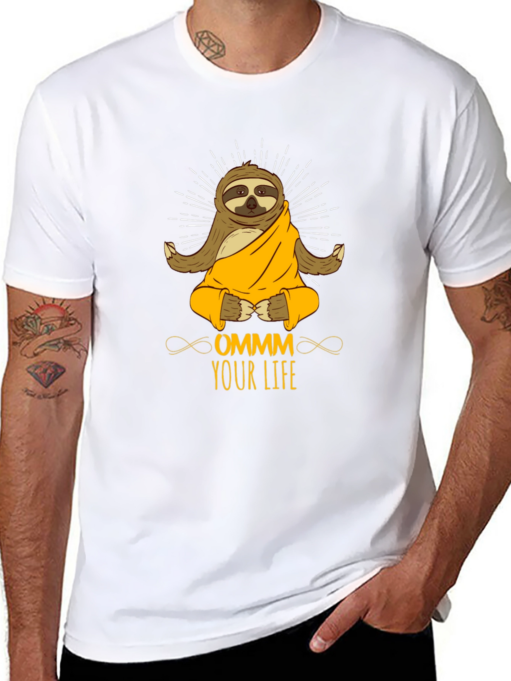 Ommm Your Life Sloth Meditation Black T-Shirt