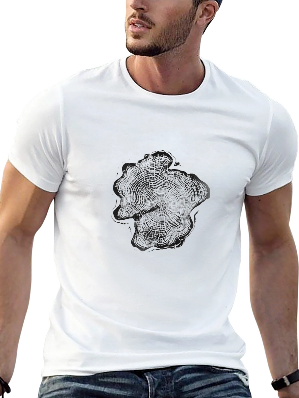 Black Tree Ring Graphic Tee - Nature Inspired