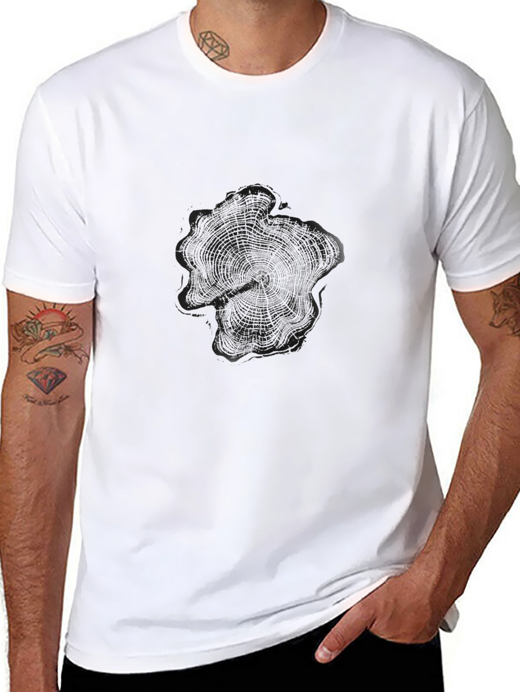 Black Tree Ring Graphic Tee - Nature Inspired