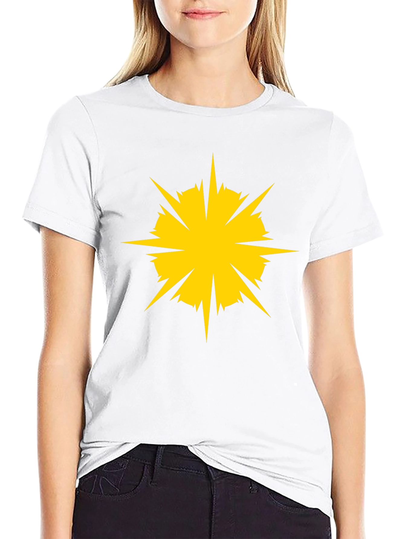Black Tee with Yellow Starburst Graphic