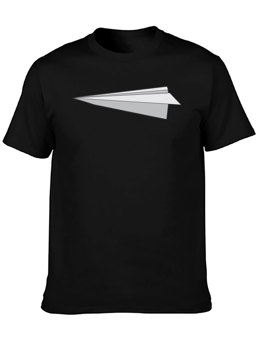 Mens Black T-Shirt with Paper Airplane Graphic