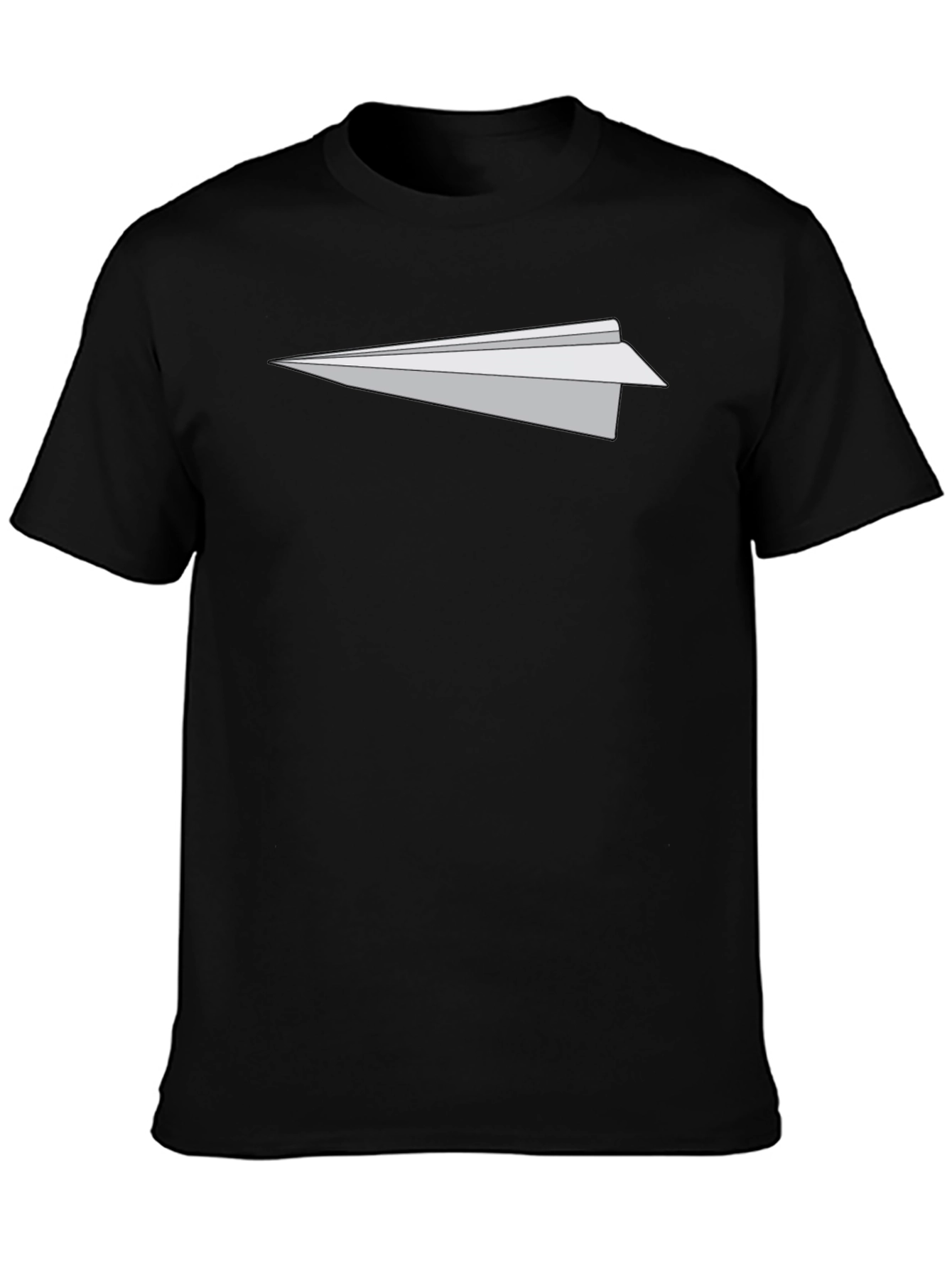 Mens Black T-Shirt with Paper Airplane Graphic