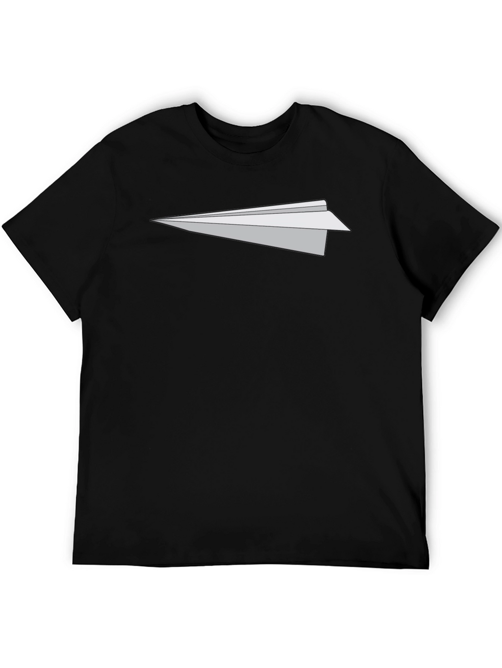 Mens Black T-Shirt with Paper Airplane Graphic