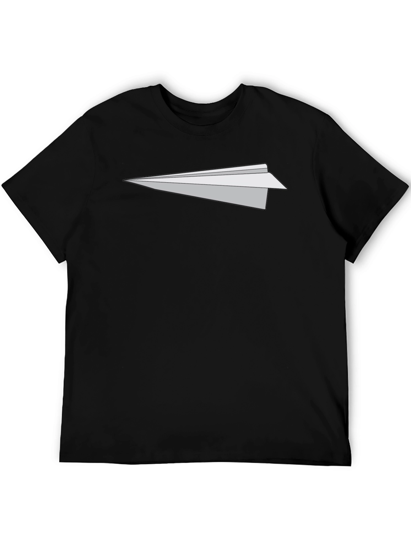 Mens Black T-Shirt with Paper Airplane Graphic