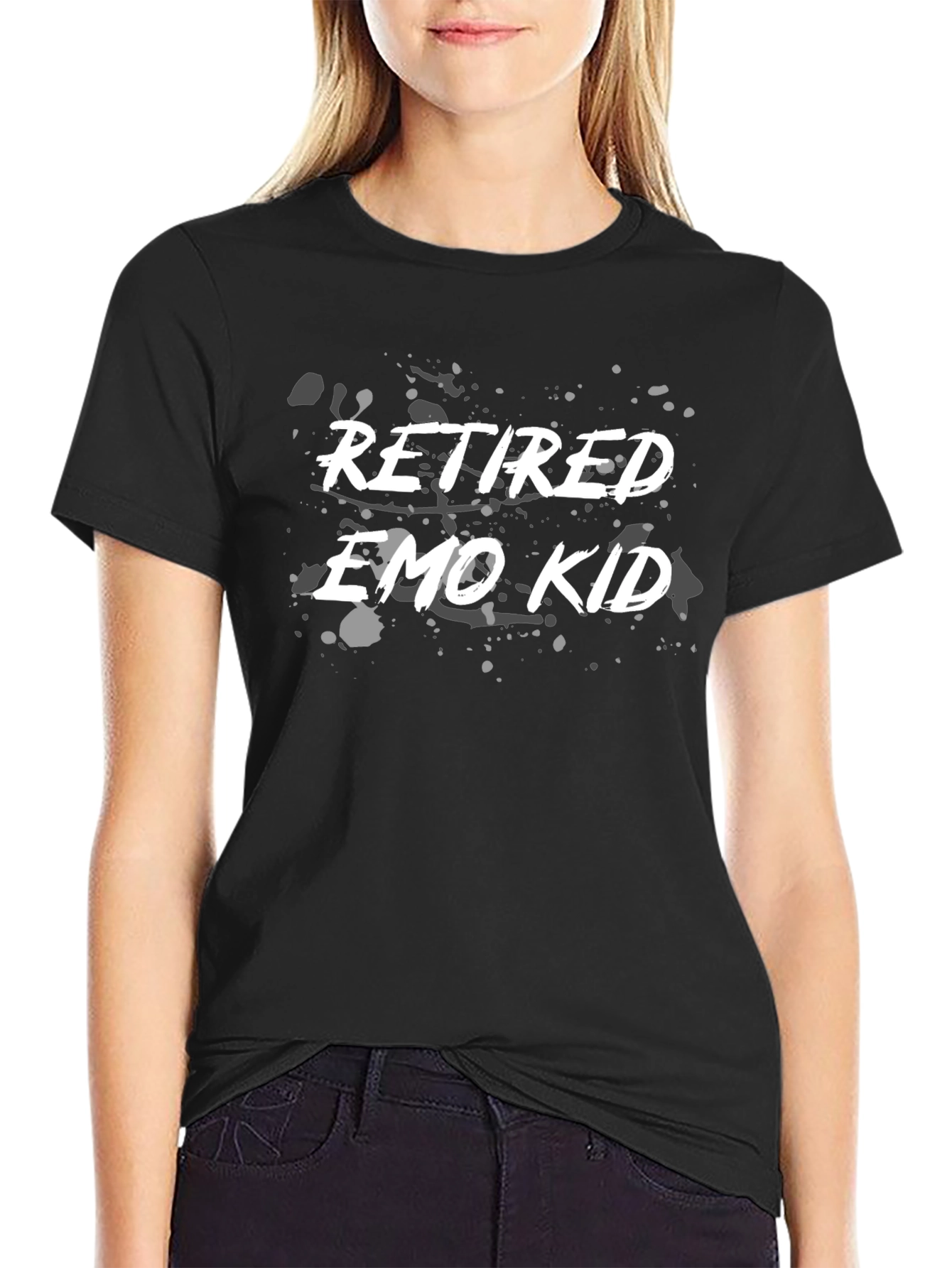 Retired Emo Kid Graphic T-Shirt - Black Casual Tee