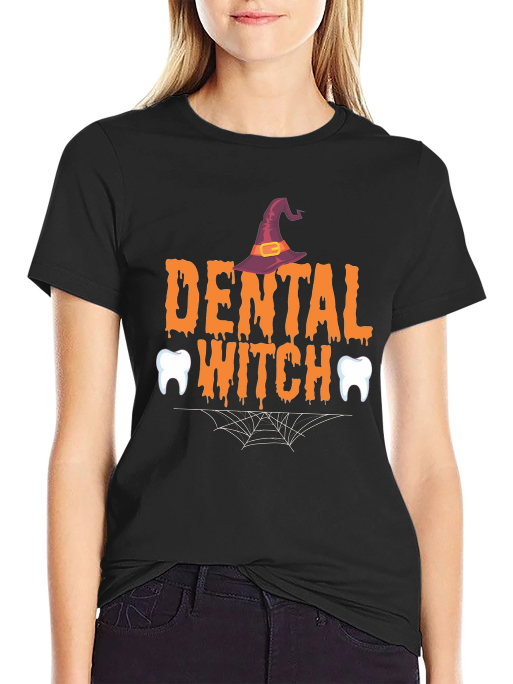 Dental Witch Halloween Graphic T-Shirt
