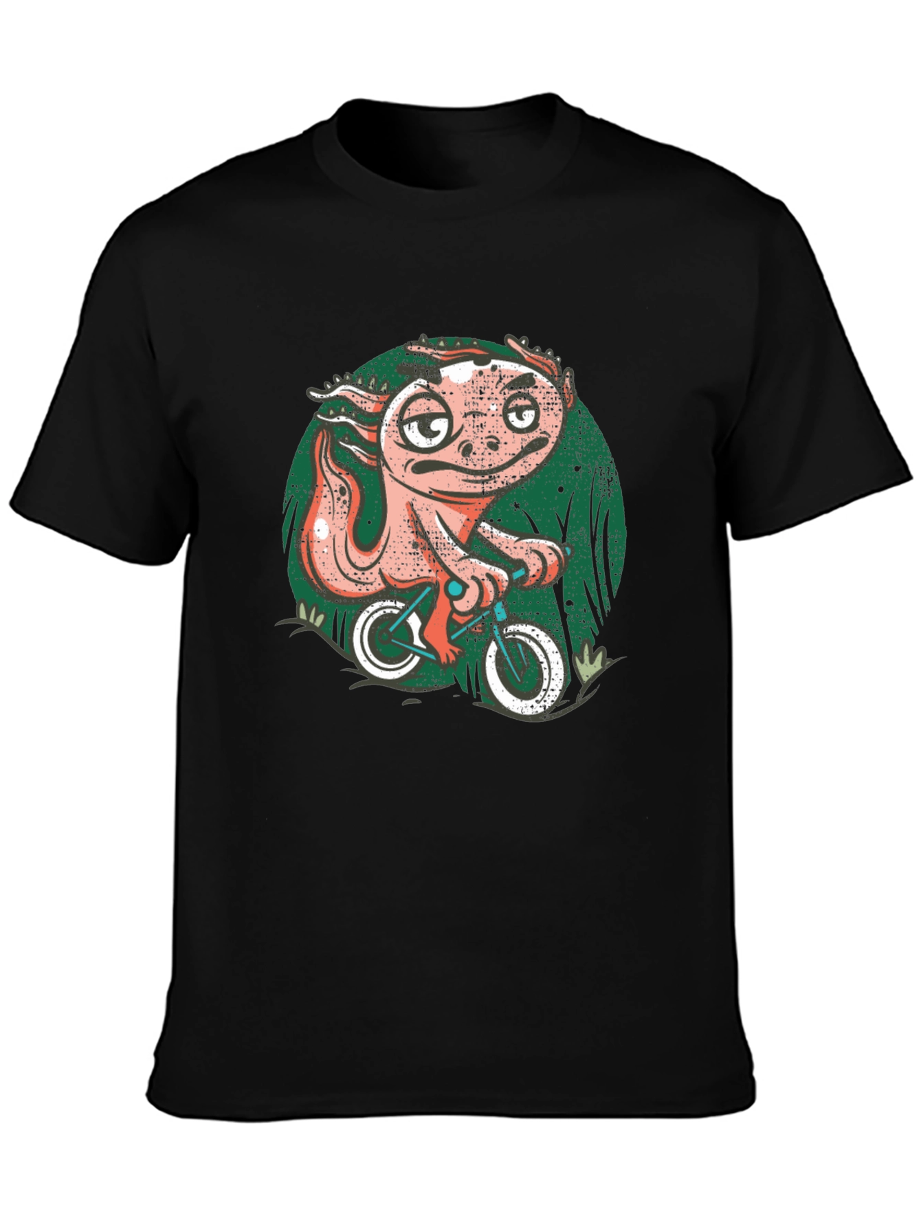 Gecko on Bike Graphic Tee - Unique Mens Black T-Shirt
