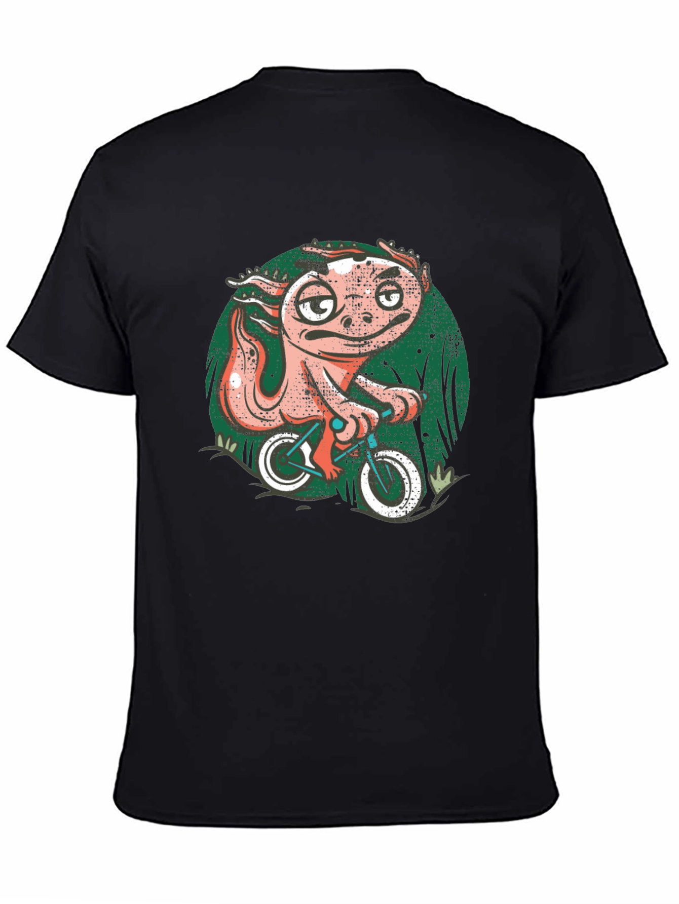 Gecko on Bike Graphic Tee - Unique Mens Black T-Shirt
