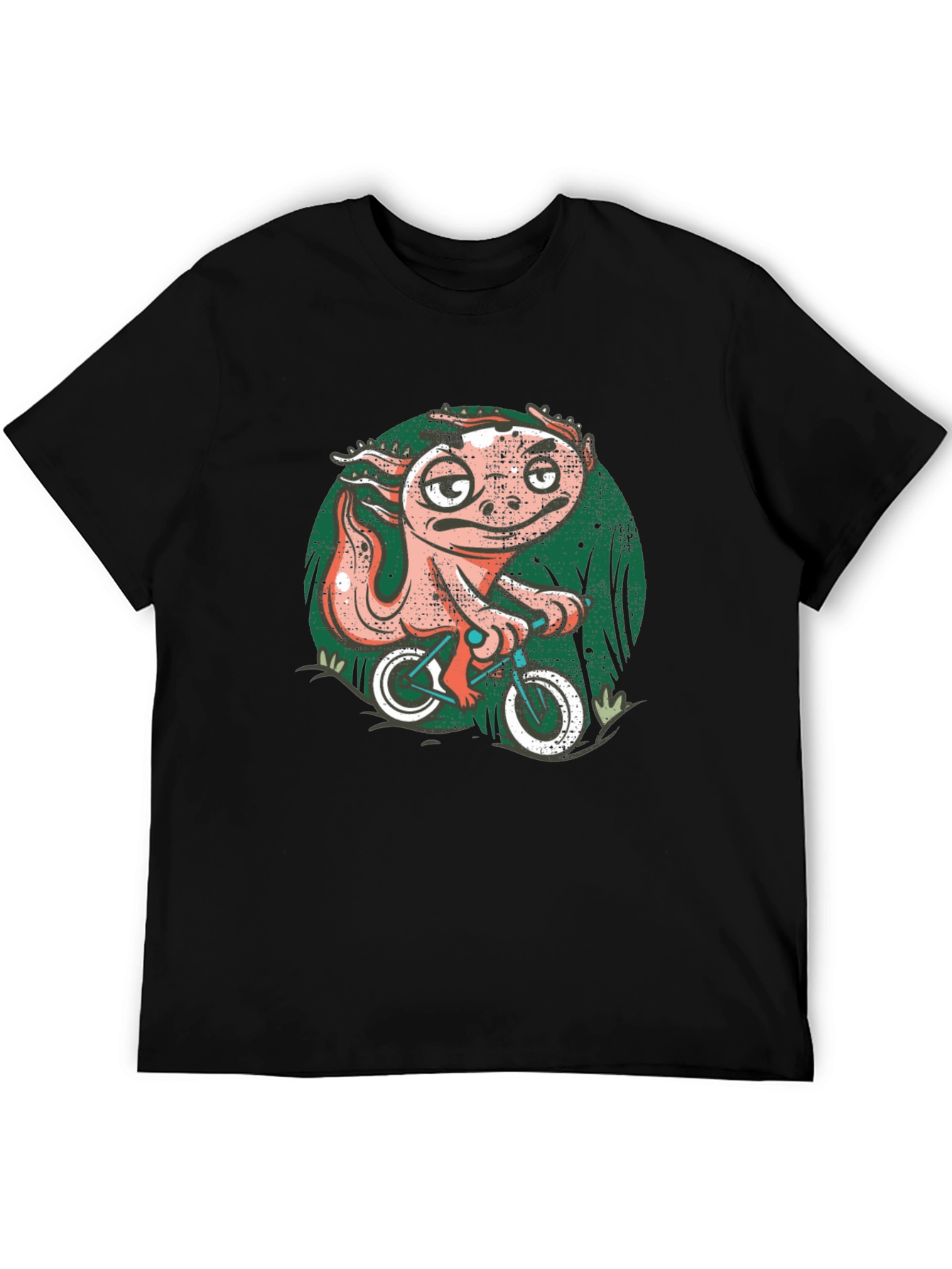 Gecko on Bike Graphic Tee - Unique Mens Black T-Shirt
