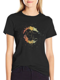 Retro Rabbit Graphic Tee - Black Cotton Blend
