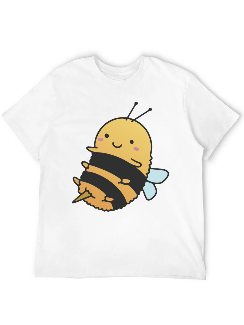 Cute Bee Graphic Tee - Black Cotton T-Shirt