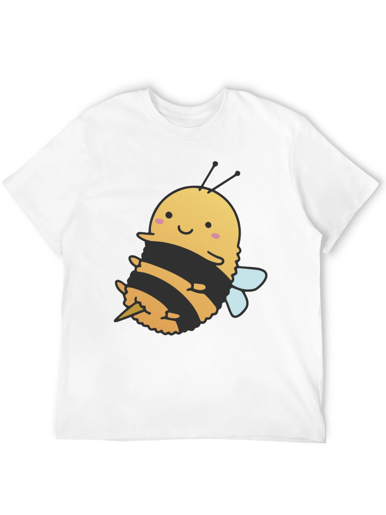 Cute Bee Graphic Tee - Black Cotton T-Shirt