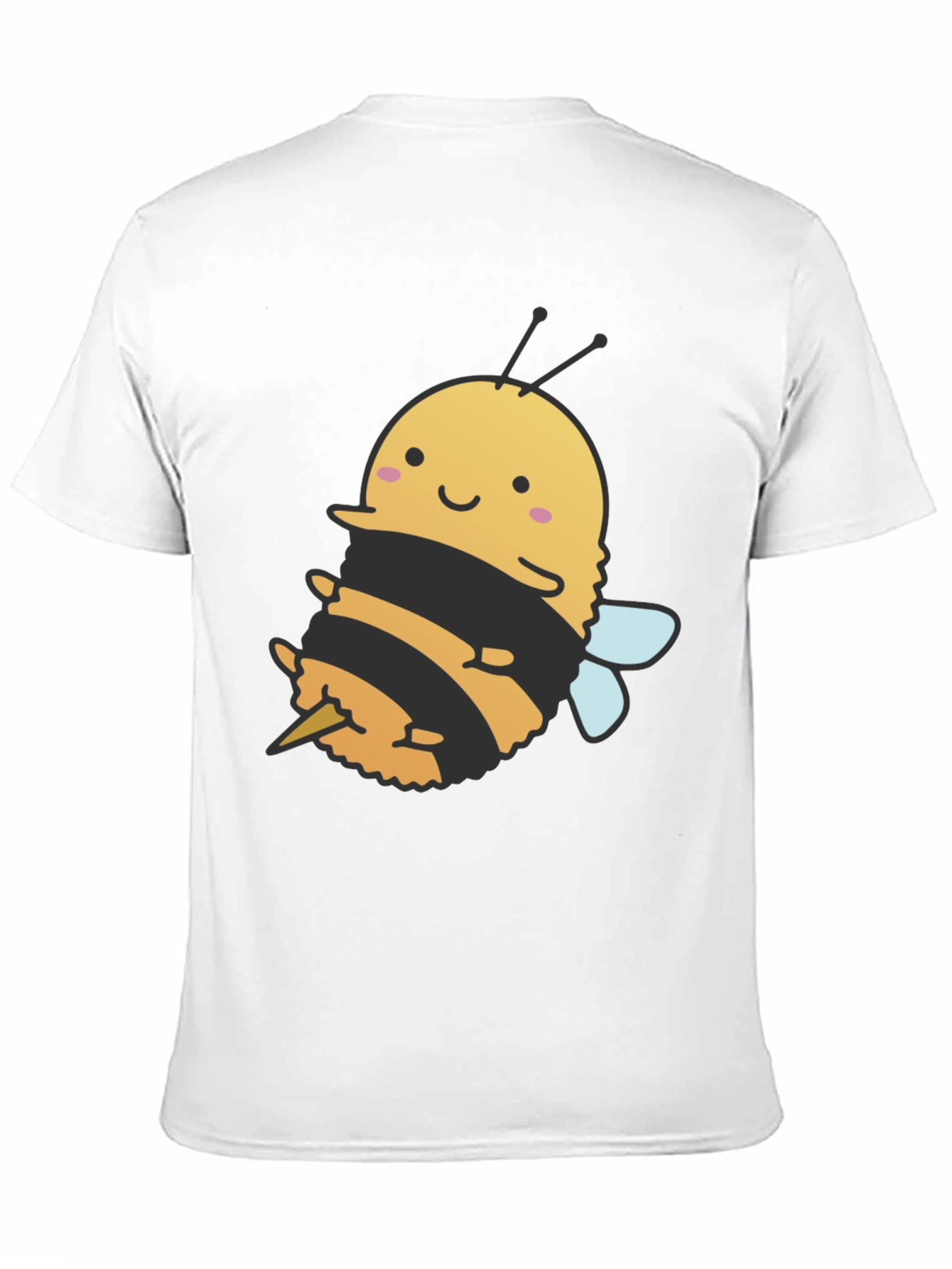Cute Bee Graphic Tee - Black Cotton T-Shirt