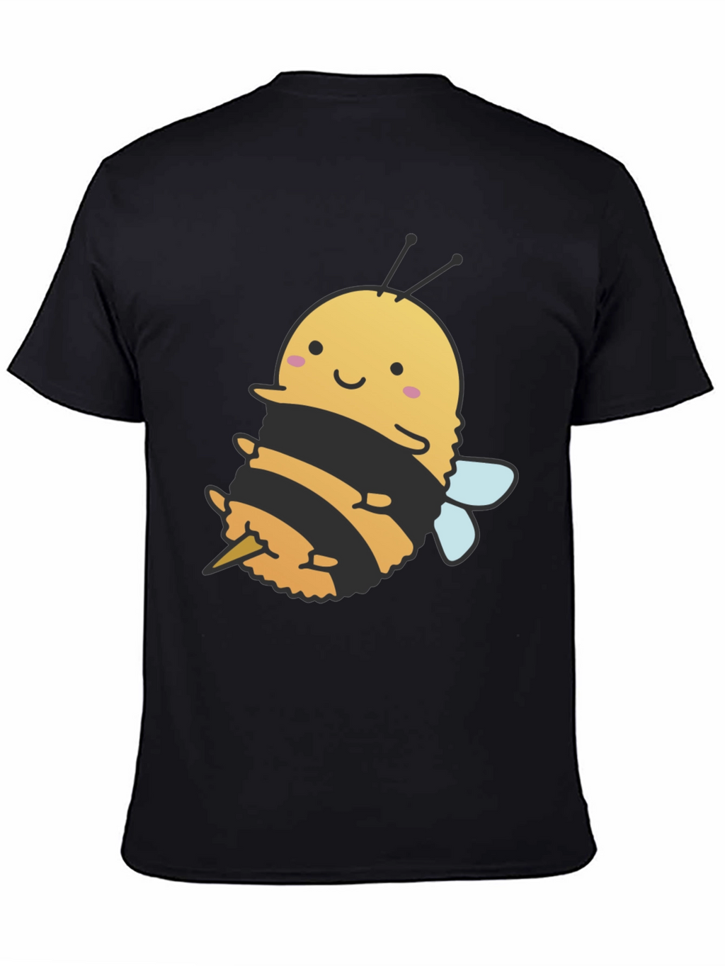Cute Bee Graphic Tee - Black Cotton T-Shirt