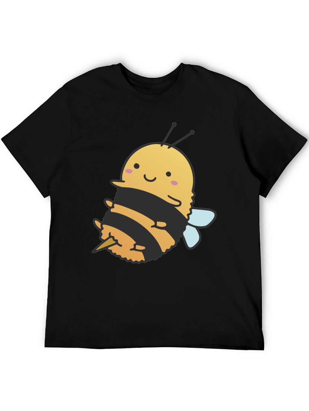 Cute Bee Graphic Tee - Black Cotton T-Shirt