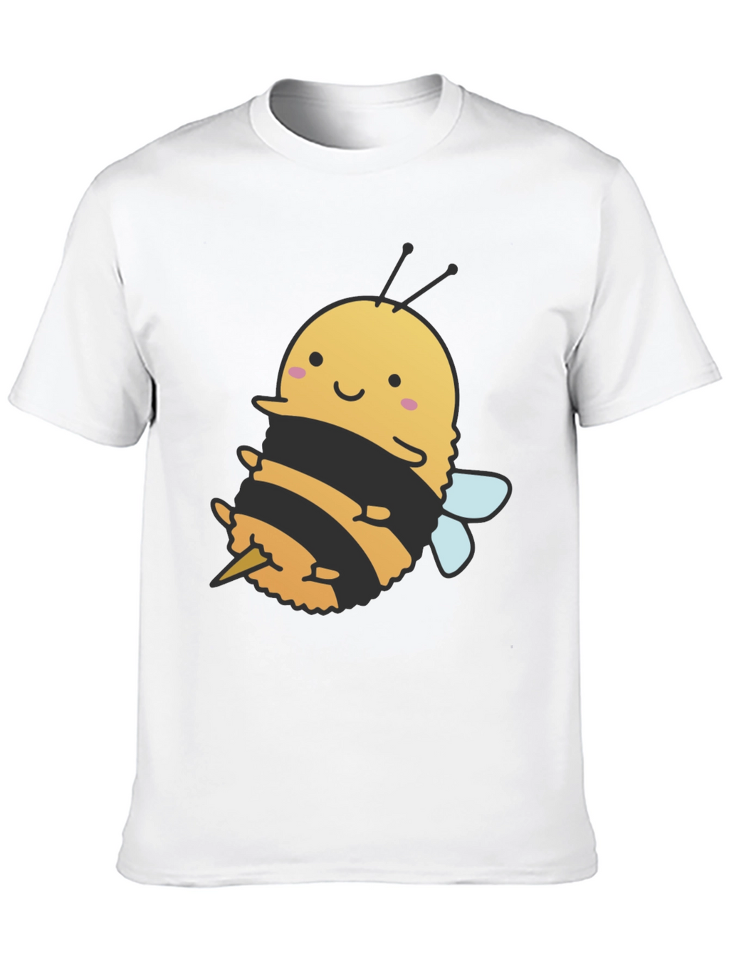 Cute Bee Graphic Tee - Black Cotton T-Shirt