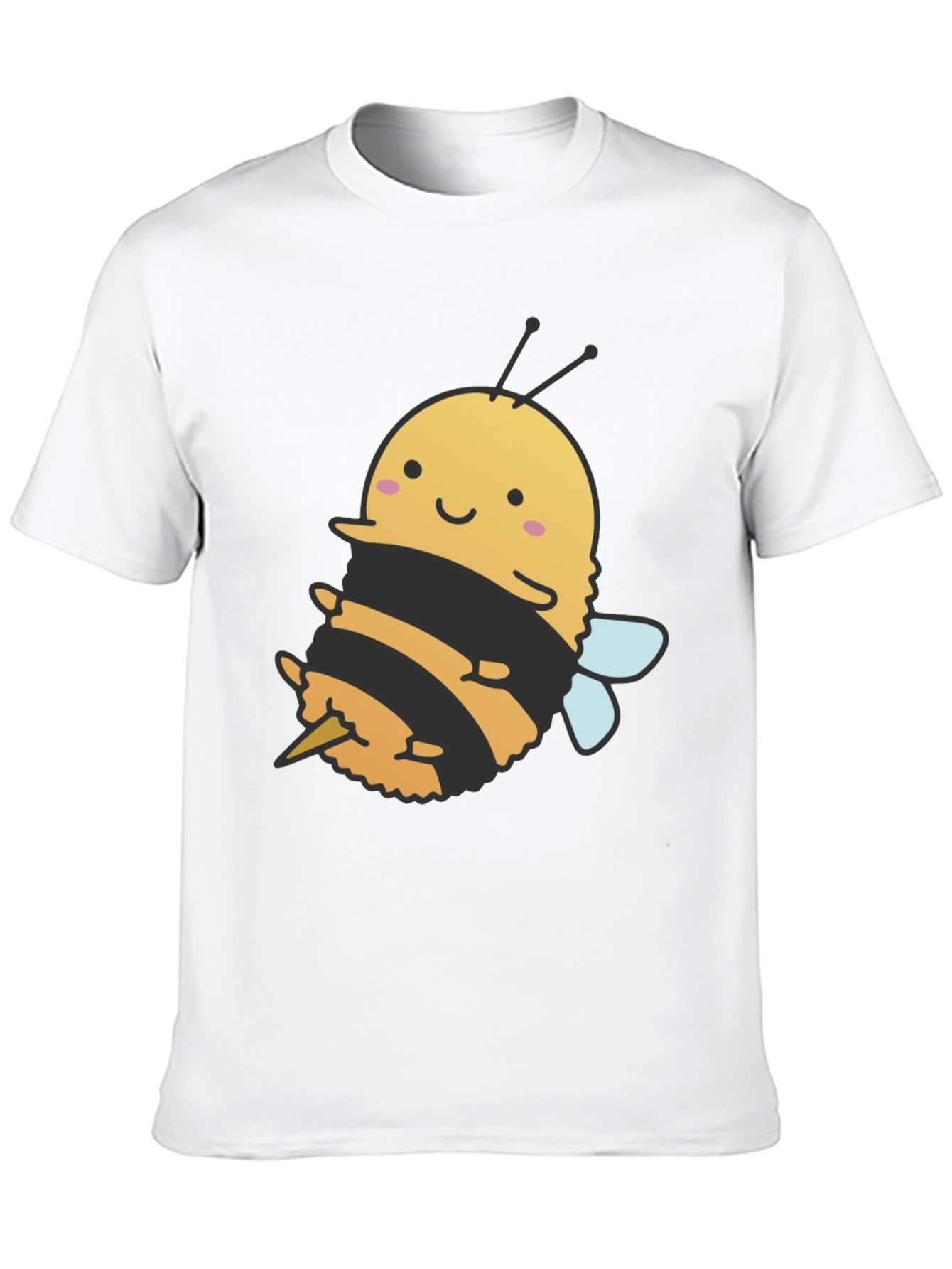 Cute Bee Graphic Tee - Black Cotton T-Shirt