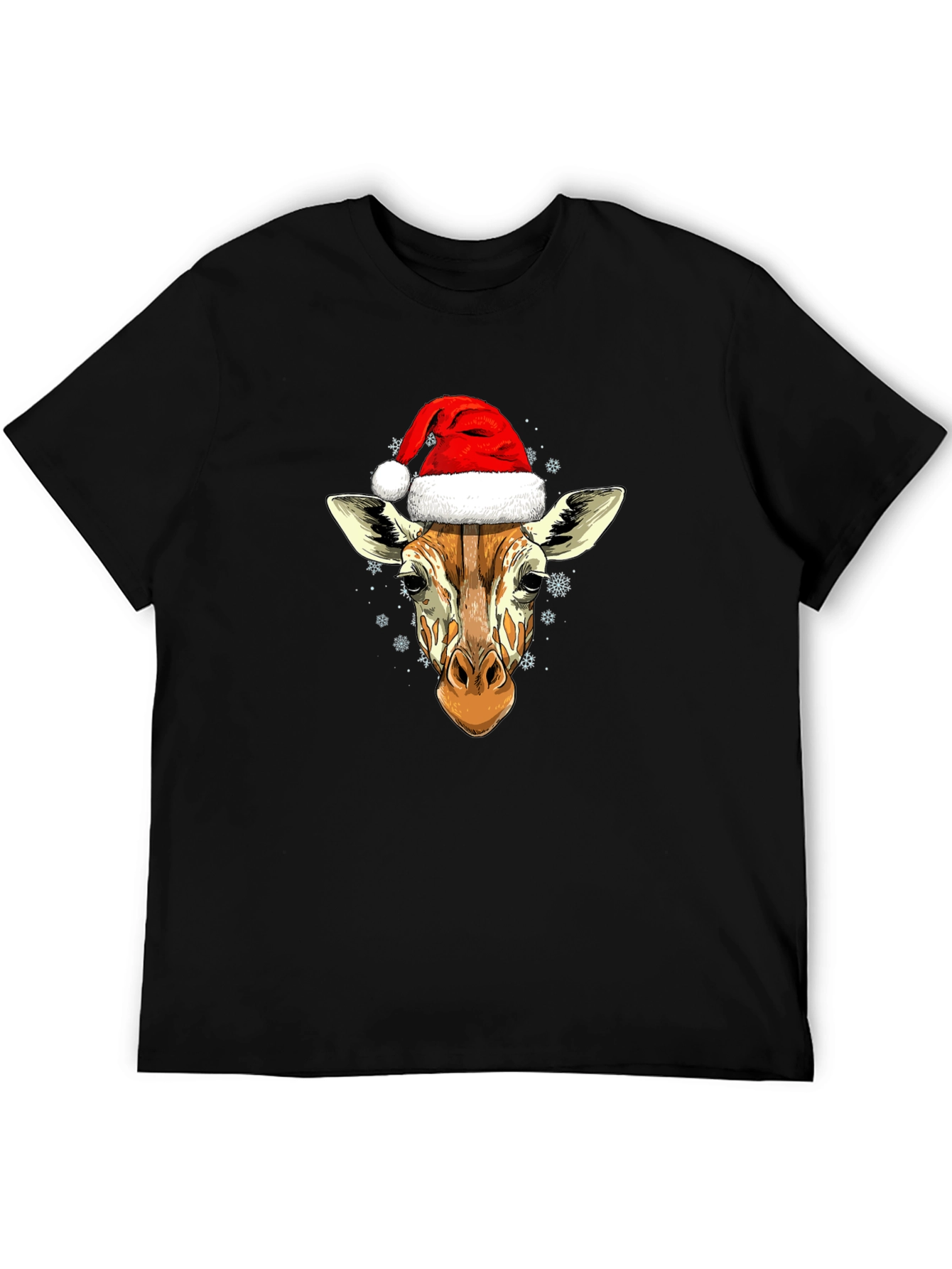 Giraffe Santa Hat Graphic Tee