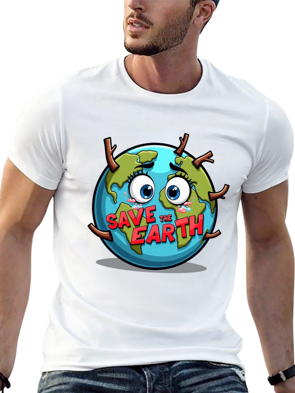 Save the Earth T-Shirt - Black Crew Neck