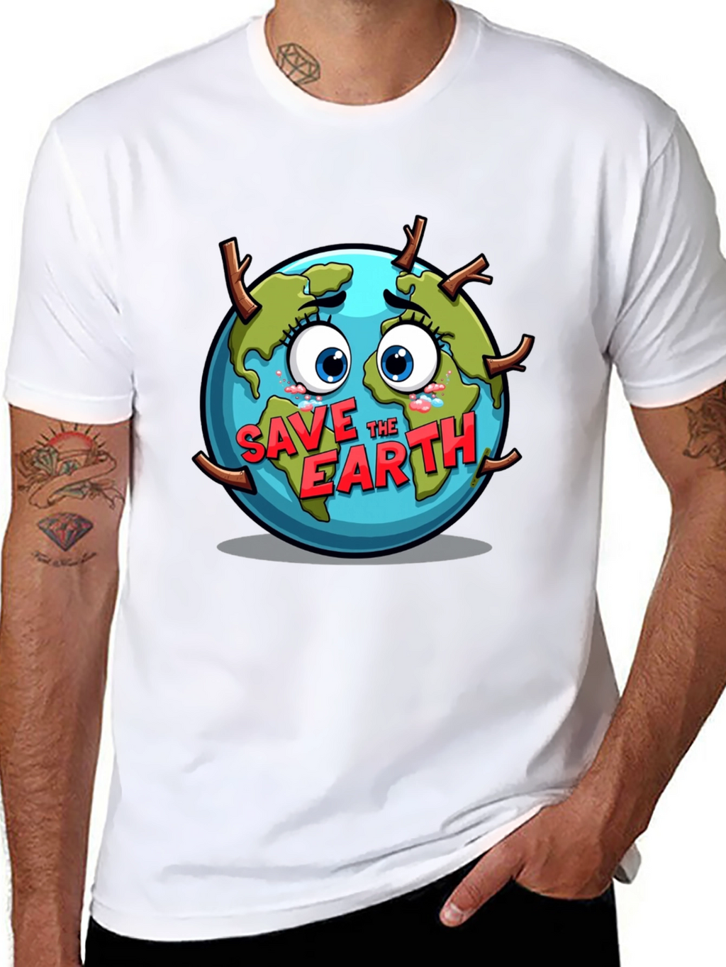 Save the Earth T-Shirt - Black Crew Neck