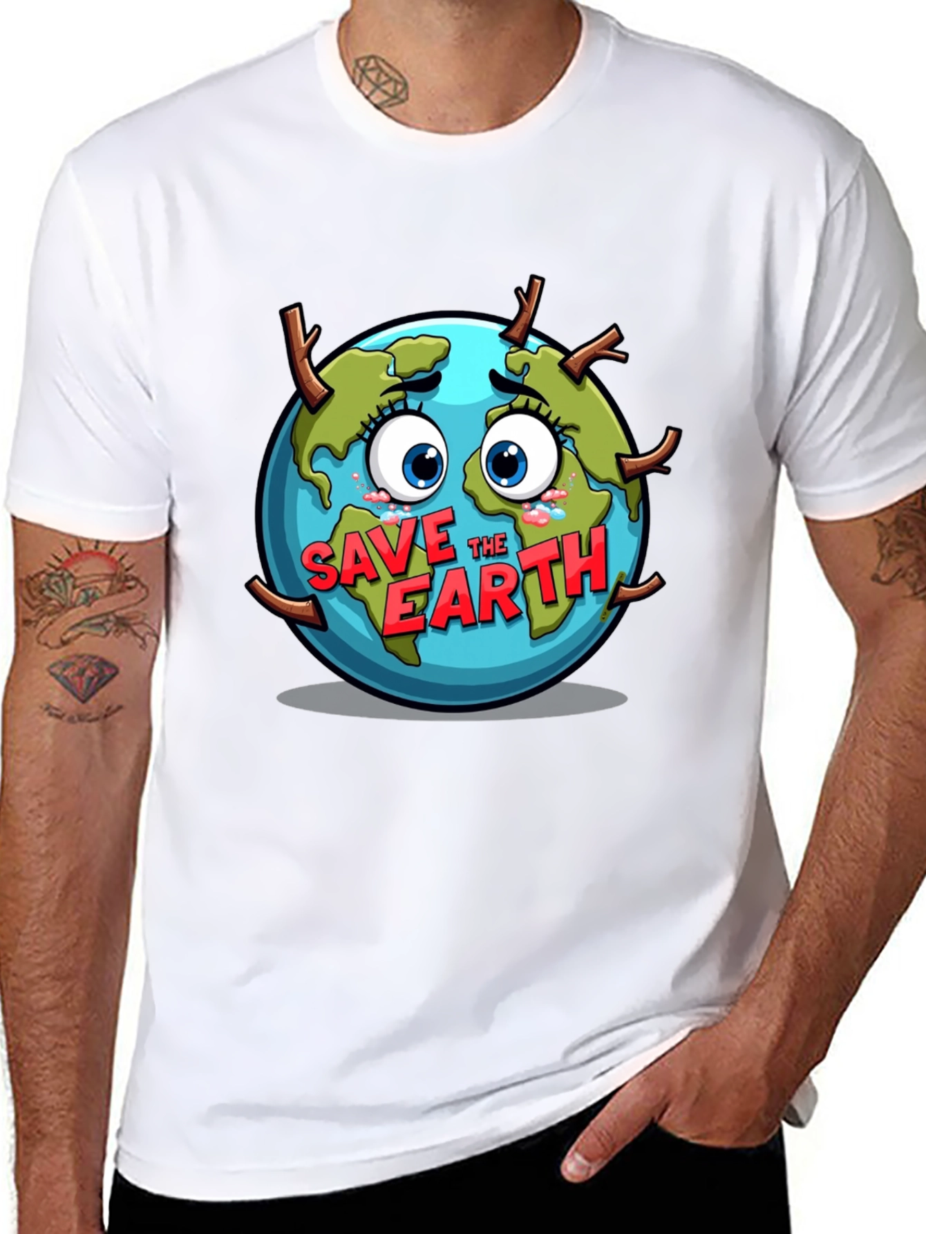 Save the Earth T-Shirt - Black Crew Neck