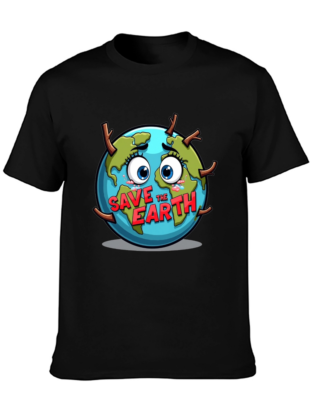 Save the Earth T-Shirt - Black Crew Neck