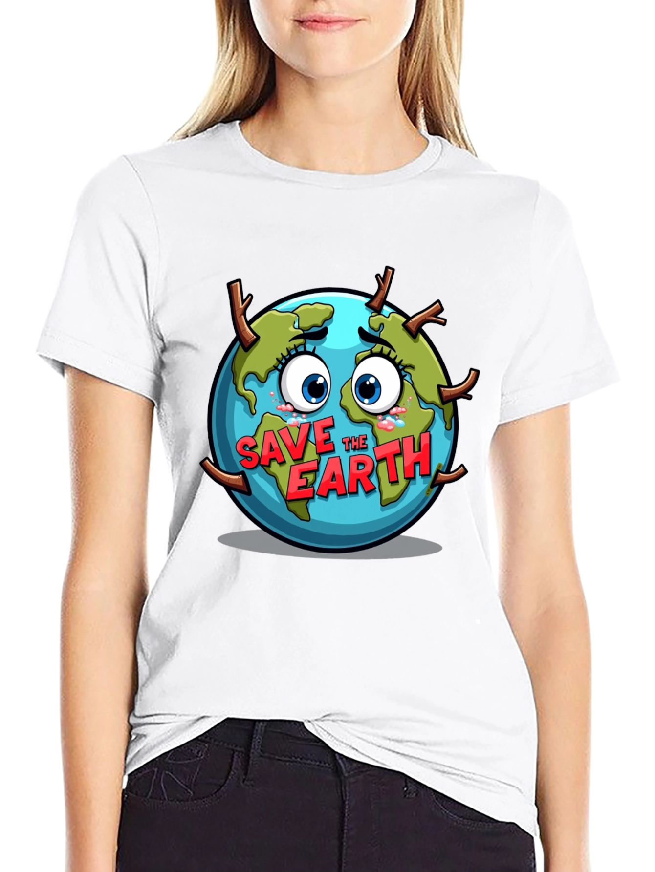 Save the Earth T-Shirt - Black Crew Neck