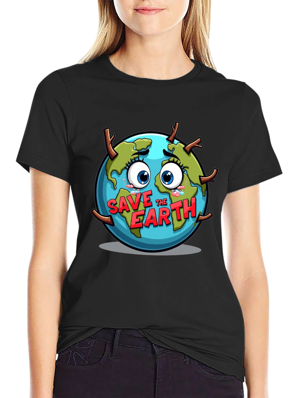 Save the Earth T-Shirt - Black Crew Neck