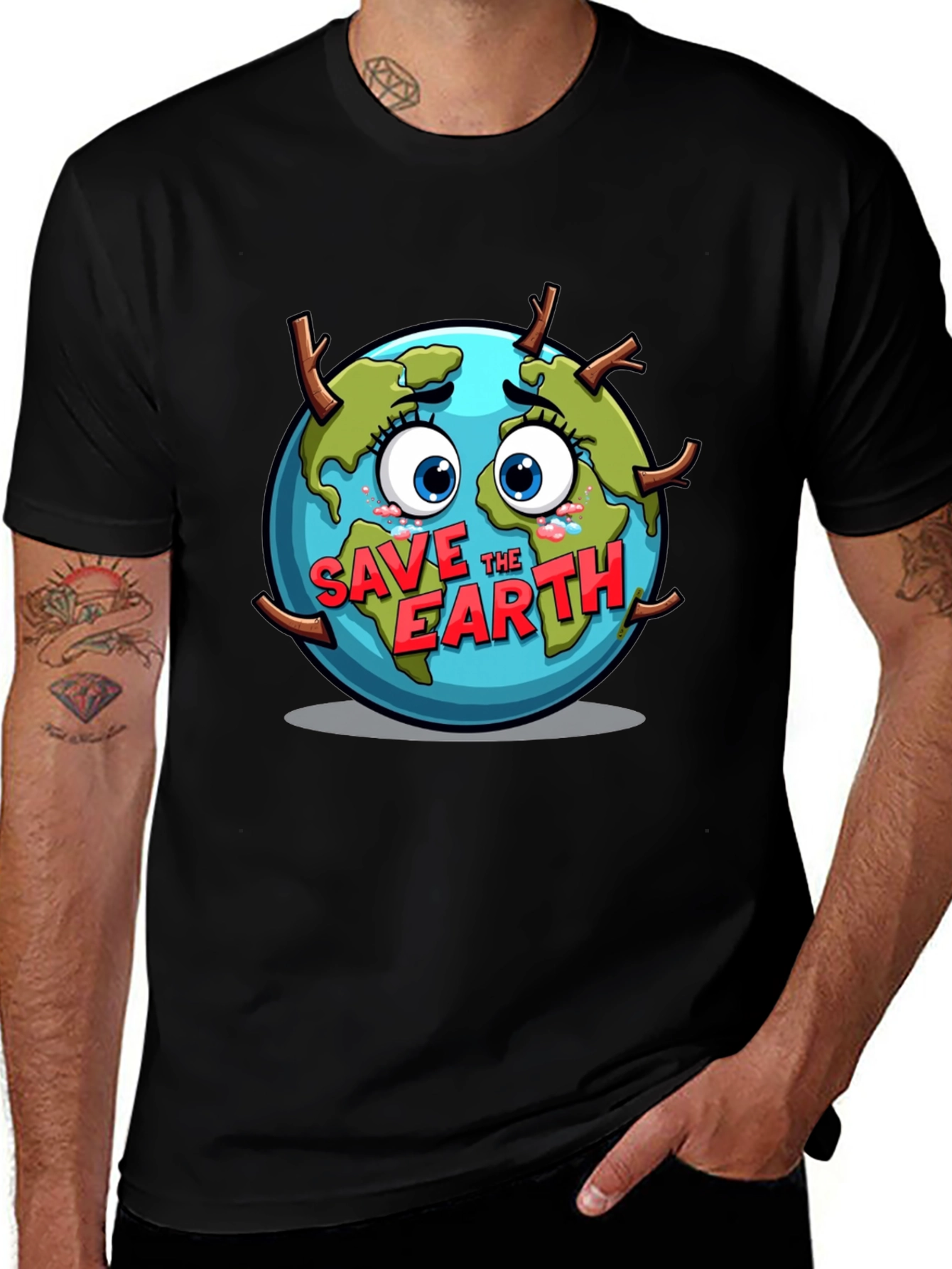 Save the Earth T-Shirt - Black Crew Neck