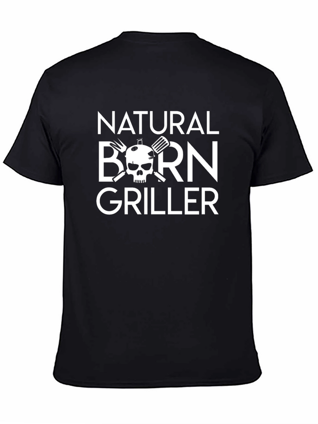 Natural Born Griller Black T-Shirt BBQ Skull