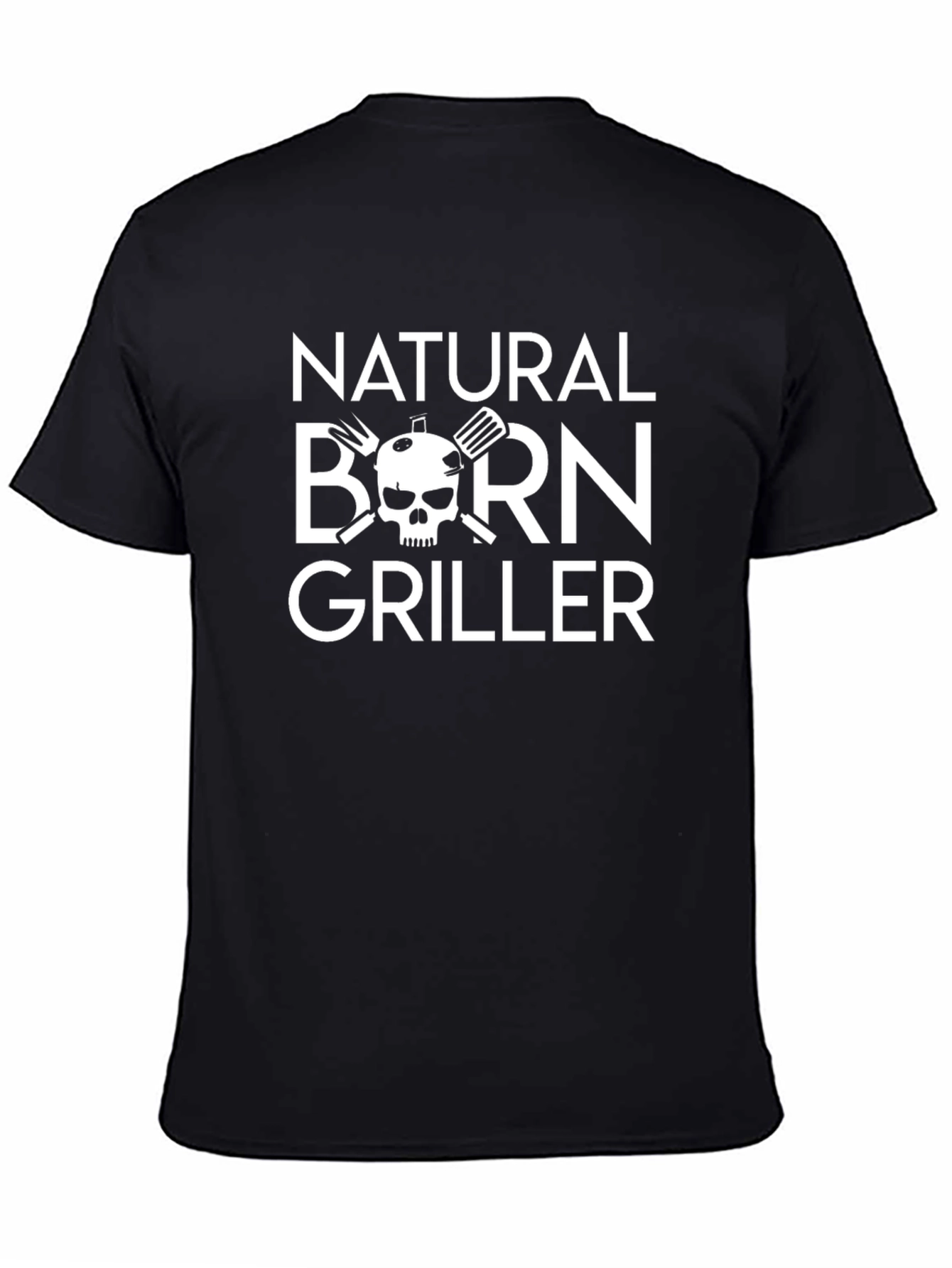 Natural Born Griller Black T-Shirt BBQ Skull