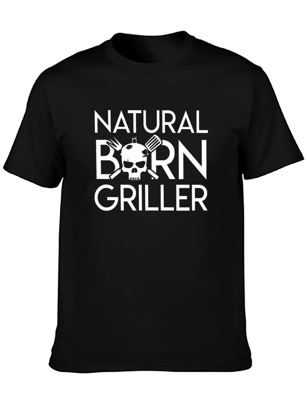 Natural Born Griller Black T-Shirt BBQ Skull
