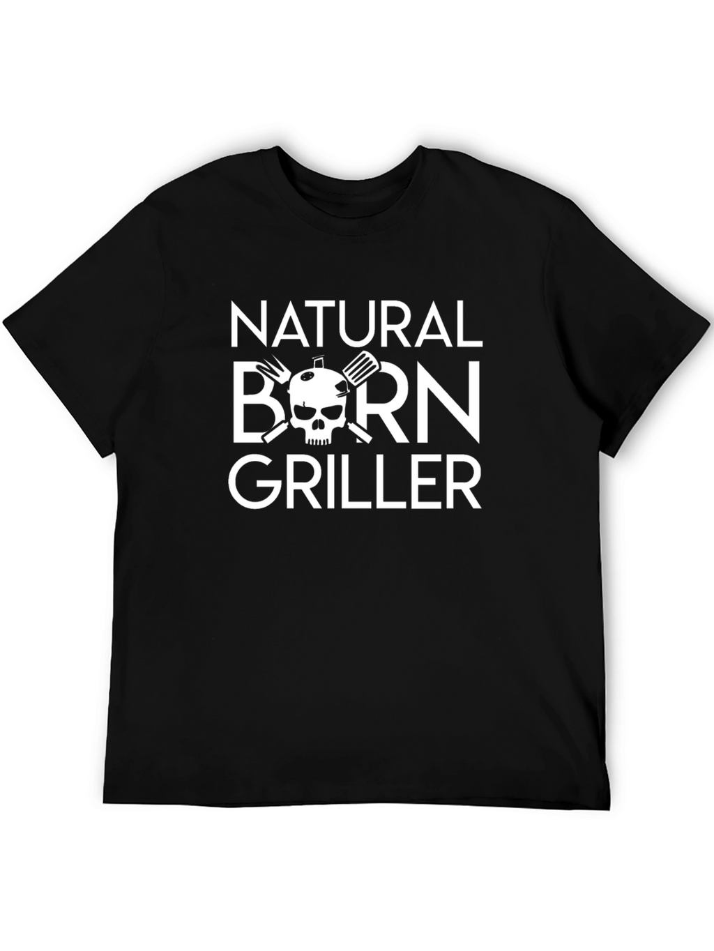 Natural Born Griller Black T-Shirt BBQ Skull