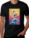 Surfing Fisherman Graphic Tee - Stylish Anime T-Shirt
