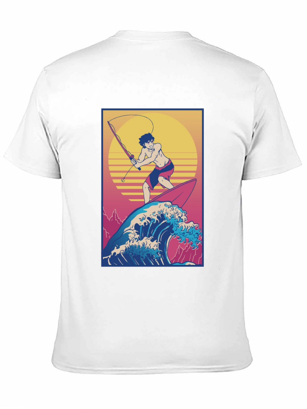 Surfing Fisherman Graphic Tee - Stylish Anime T-Shirt