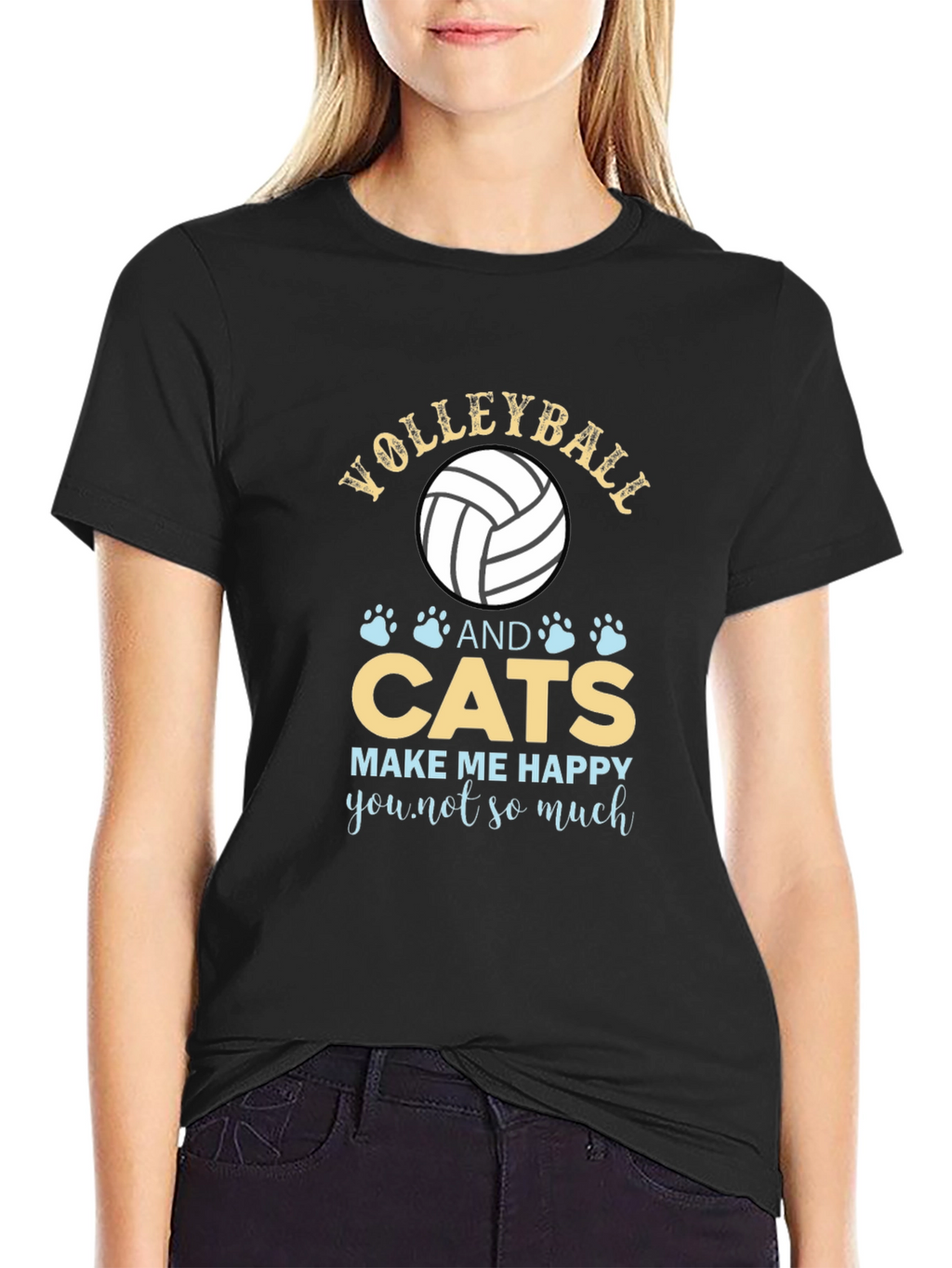 Volleyball and Cats Graphic T-Shirt