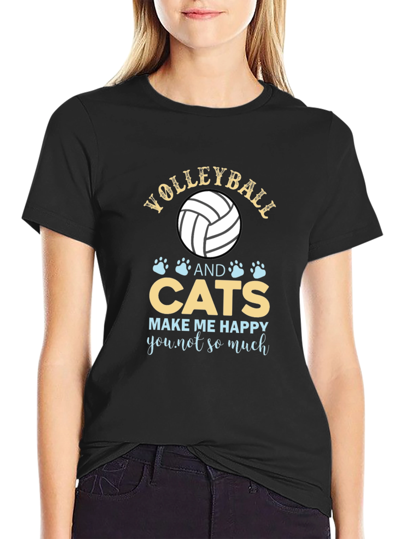 Volleyball and Cats Graphic T-Shirt